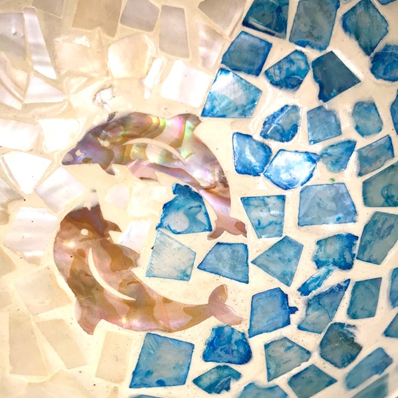 Imported Coconut Shell Bowl w/ two Dolphins - Picture 2 of 6